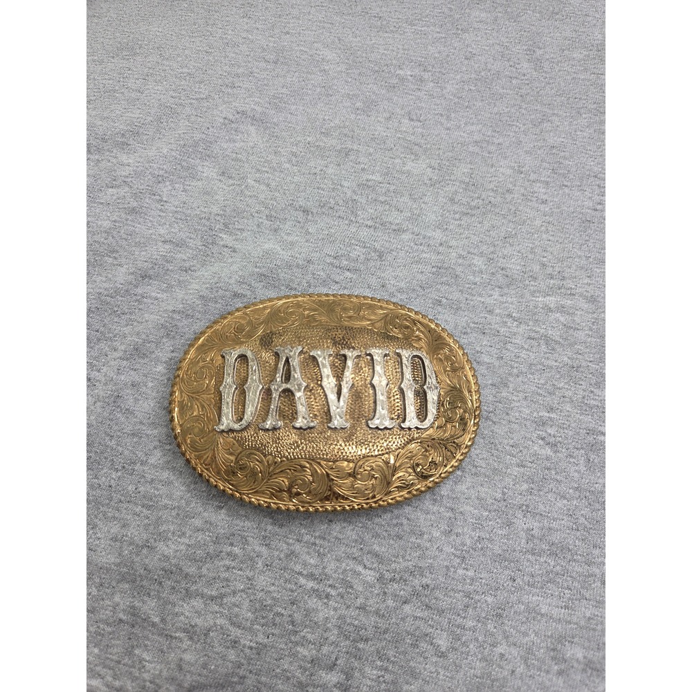 Rare Antique Crumrine David Gold Silver Belt Buckle